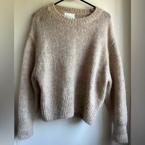 H&M Tan Crew Neck Sweater Classic Knit